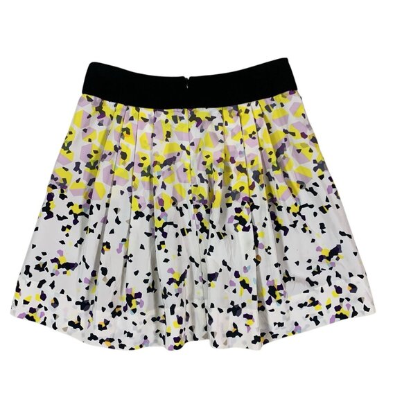 Diane Von Furstenberg Silk Pleated Abstract Print Skirt Yellow 0 - Picture 2 of 4